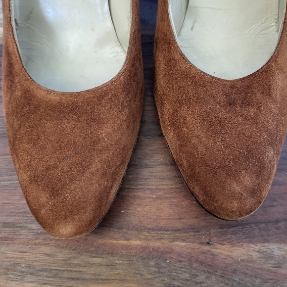 Salvatore Ferragamo Pumps Suede with Snake/Scale Heel Caramel/Brown Women's 8.5 - Picture 9 of 13